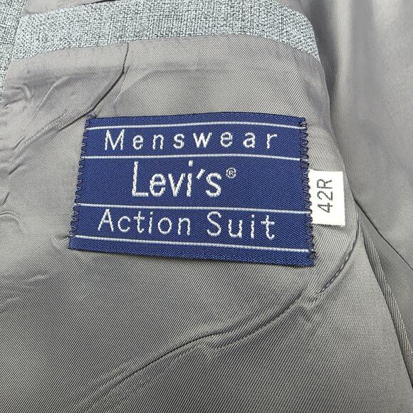 Vintage Levis Action Suit Blazer Mens 42R Gray Two Button Sta-Prest Jacket 70s - Picture 2 of 16
